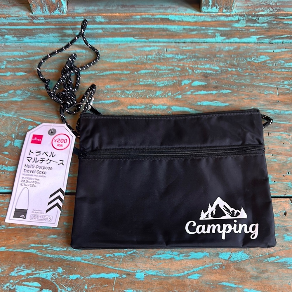 Black Camping Multi-Purpose Travel CaseWith Crossbody Strap